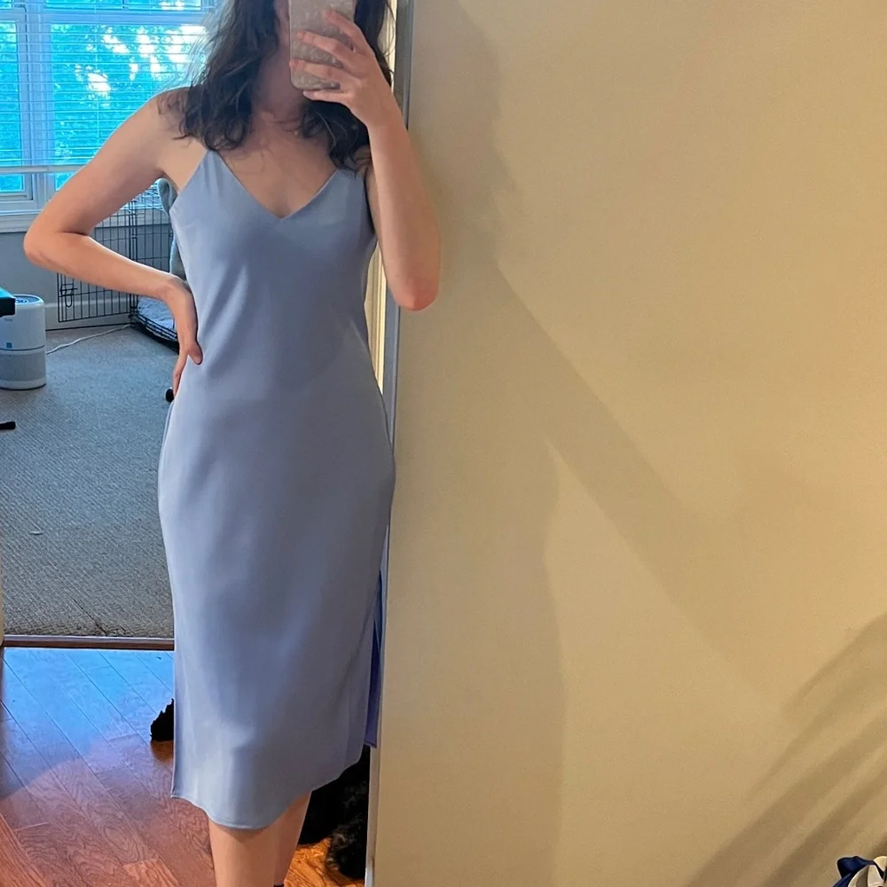 Gianni Bini Silk Midi Dress - Blue NWOT - Picture 2 of 5